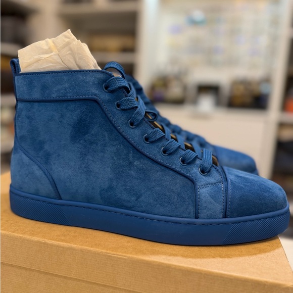 Christian Louboutin Louis Orlato Cobalt Suede Blue High Sneakers - Picture 5 of 13